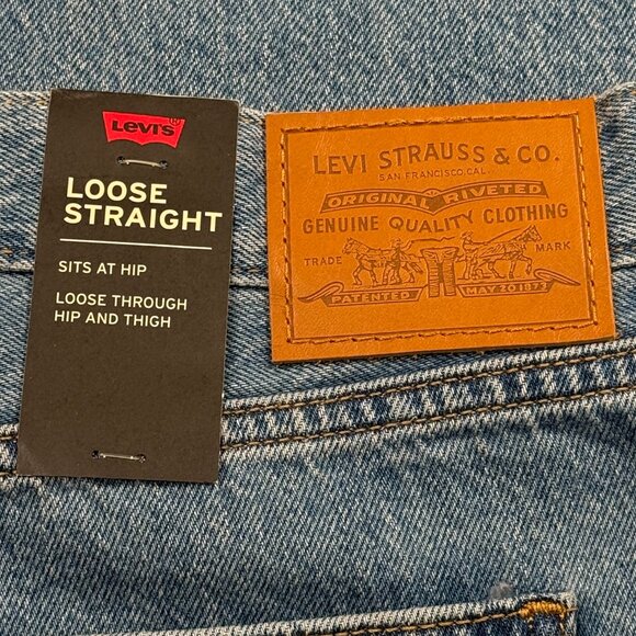 Levis Premium Big E Premium Jeans 33 x 30 Womens Blue NWT Loose Straight Denim - Picture 15 of 16